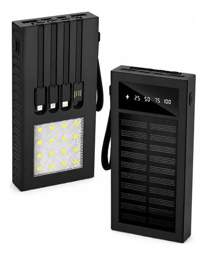Powerbank Solar Portátil 30000mah Doble Usb Luz Led Negro