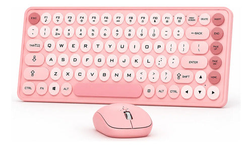 Kit Teclado Y Mouse Inalámbricos Teclas Redondas Silencioso