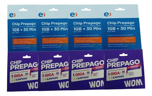 Pack 40 Chips Prepago Entel Y Wom Sim Prepago 3 En 1