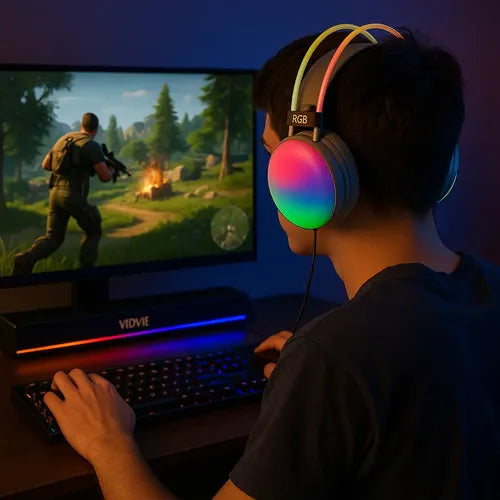 Diegmark Kit Gamer Sp-928/pg580 Con Barra De Sonido 10w Y Auriculares 40mm Rgb, Bluetooth 5.3 Y Anc Negro/blanco