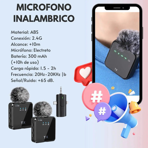 Micrófono Inalámbrico F11-2 Para Vlog Entrevistas 10h Bateri Negro