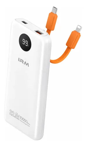Kit Powerbank 10000mah Carga Rápida + Bolso Organizador Blanco/gris