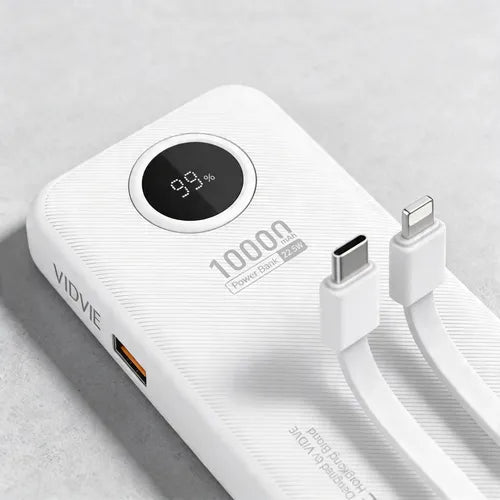 Powerbank 10000mah 22.5w Con Cables Compatible Con iPhone Blanco