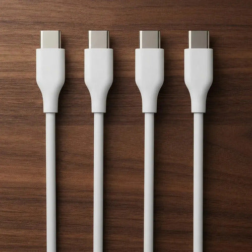 Cable Usb-c Treqa De Carga Rápida Y Sincronización De Datos, Pack De 2, Para iPhone 15, iPad, Samsung Y Xiaomi Blanco