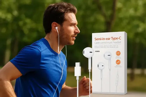 Audífonos Alámbricos Tipo C Para iPhone 15, 16 Y 17 Blancos Micrófono In-ear Negro