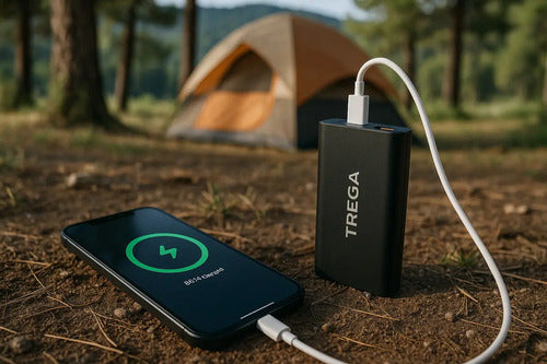 Power Bank Treqa De 10000 Mah Con Carga Rápida Y Usb-c Para Celulares Negro
