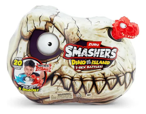 Playset Smashers Zuru Dino Island T- Rex Battles +20 Sorpresas Cabeza De Dinosaurio Rojo Verde