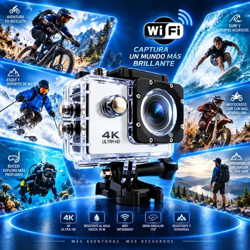 Cámara Deportiva Acción 4k Wifi 16mp 170° Sumergible 30m