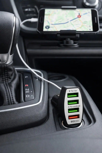 Cargador De Auto Diegmark De Carga Rápida Con 4 Puertos Usb-a Y Tecnología Qualcomm Quick Charge 3.0 Negro