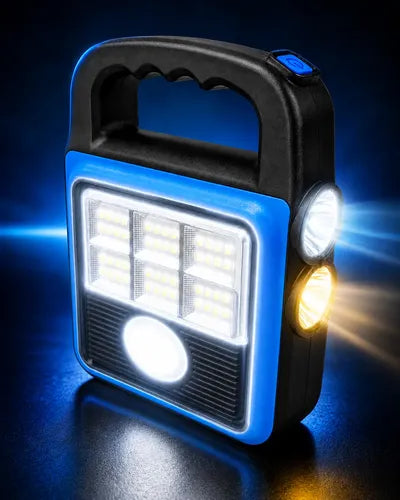 Lámpara Solar 48 Luz Led Mulfunciòn Recargable Usb Powerbank Negro/azul