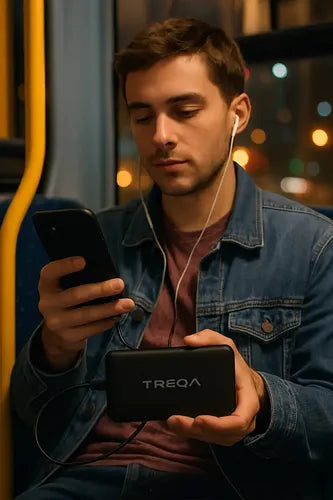Power Bank Treqa De 10000 Mah Con Carga Rápida Y Usb-c Para Celulares Negro