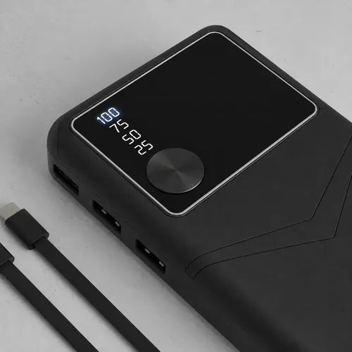 Powerbank 10000mah 3 Cables Integrados 3 Usb Y Linterna Negro