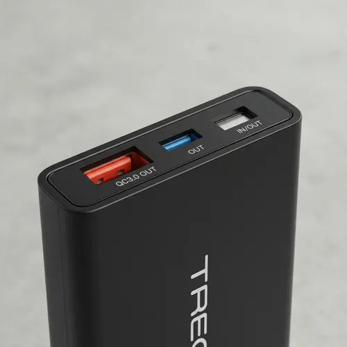 Power Bank Treqa De 10000 Mah Con Carga Rápida Y Usb-c Para Celulares Negro