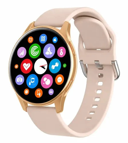 Smartwatch Diegmark Active2 Dorado Sport, Reloj Inteligente Con Llamadas, Monitor Cardíaco Y Actividad Para Android Y Ios Hebilla Beige Negro