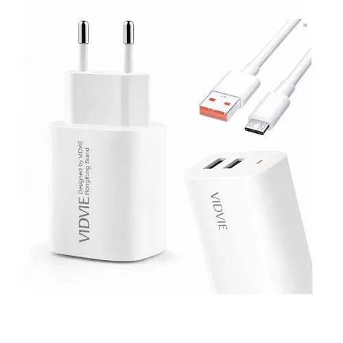 Cargador Rápido De Pared Con Doble Puerto Usb Y Cable Micro-usb Para Android Blanco