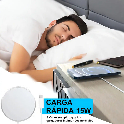 Kit Cargador Magnético Inalámbrico 15w Con Adaptador 35w Para iPhone Y Samsung Compatibles Con Carga Inalámbrica Y Compatibles Con Magsafe Blanco