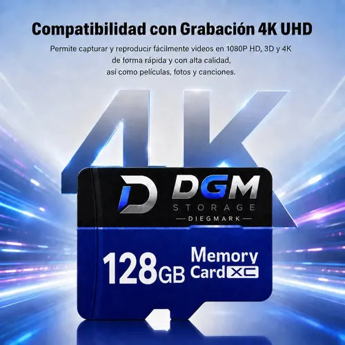 Tarjeta Micro Sdxc Diegmark 128 Gb Uhs-i U1 Clase 10 Para 4k, Con Adaptador Sd