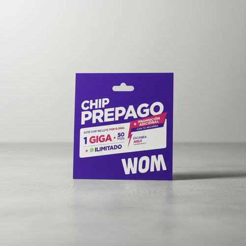 Chip Prepago Wom 1gb + 50 Minutos Chip Telefonia 3 En 1