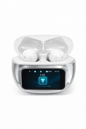 Audífonos Inalámbricos T-41 Con Pantalla Táctil Y Sonido Potente Para Deporte Blanco/plata