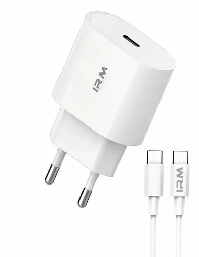 Cargador Rápido Usb-c Irm De Pared Con Cable, Para iPhone 15, 16, 17 Y Samsung Galaxy, Blanco