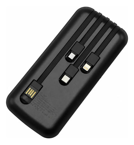Power Bank Carga Rápida 10000mah 22.5w Pd 4 Cables Integrado Negro