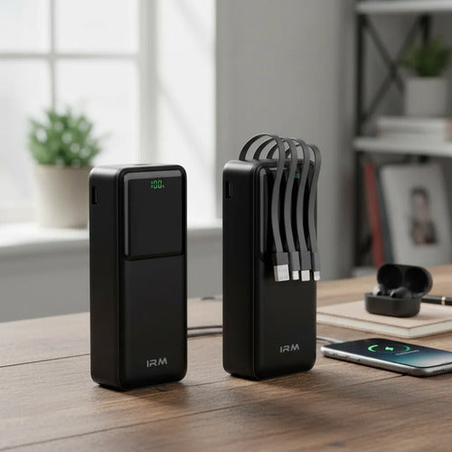 Powerbank 20000mah Cables Integrados Carga Rápida Universal Negro