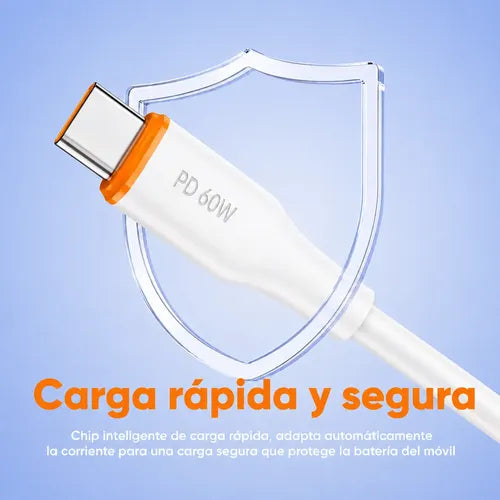 Cable Usb-c 1m 60w Carga Rápida Para Samsung Xiaomi Android