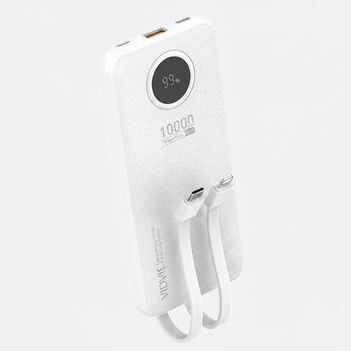 Powerbank 10000mah 22.5w Con Cables Compatible Con iPhone Blanco