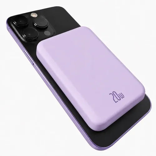 Power Bank Magnético Inalámbrico De Carga Rápida Para iPhone Y Android Violeta Claro