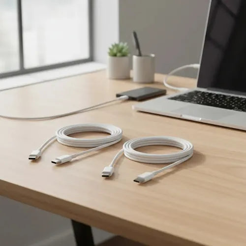 Pack De 2 Cables Usb-c A Usb-c De Carga Rápida Y Sincronización De Datos, 1 M Blanco