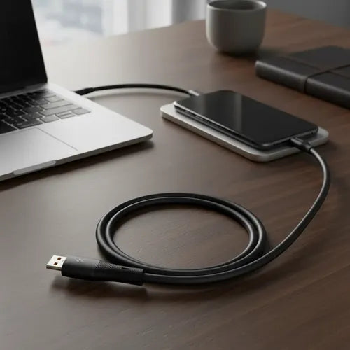 Cable Usb C 1m 120w Carga Rápida Alta Velocidad Para Android Negro