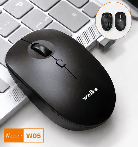 Mouse Inalámbrico W05 Bluetooth 5.0 Y 2.4 Ghz 1600 Dpi Negro