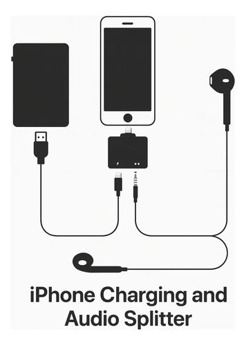 Adaptador Splitter Compatible Con iPhone Dual Carga Y Audio Blanco