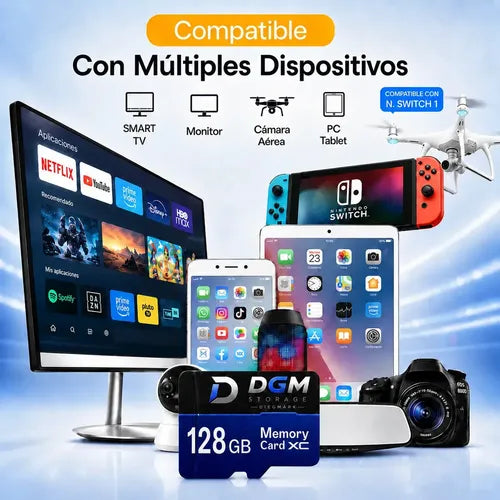 Tarjeta Micro Sdxc Diegmark 128 Gb Uhs-i U1 Clase 10 Para 4k, Con Adaptador Sd
