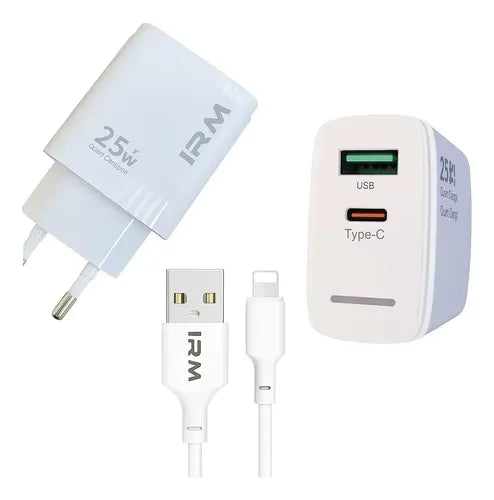 Cargador Rápido De Pared Compatible con iPhone Con Cable Incluido Blanco