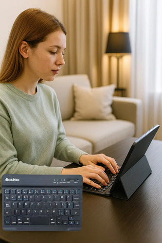 Teclado Bluetooth Recargable Ultradelgado Y Silencioso Compatible Con Android Ios Windows Y Mac Negro Español Latinoamericano