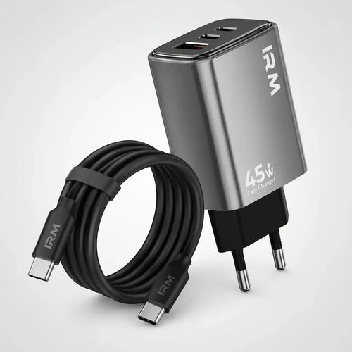 Cargador Rápido 45w 3 Puertos Con Cable Usb C A Usb C Carga Rápida Pd Compatible Con Samsung Motorola Xiaomi Redmi Huawei iPhone 15 Negro