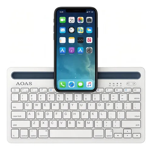 Teclado Inalámbrico Bluetooth Multidispositivo Silencioso Para Tablet Y Smart Tv Blanco Inglés Us