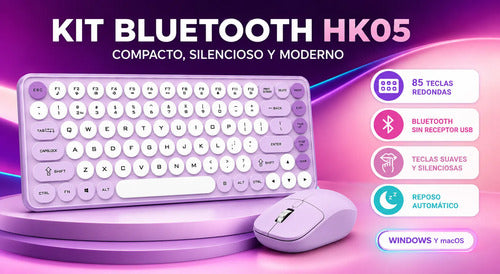 Kit Teclado Y Mouse Inalámbricos Teclas Redondas Silencioso
