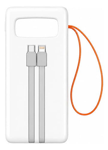 Cargador Portátil Diegmark De 30000mah Para Celular Con Carga Rápida Y 2 Cables Integrados Blanco