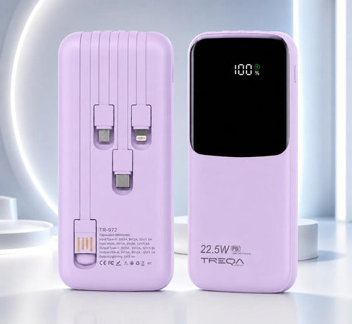 Batería Externa Powerbank 20000mah Carga Rápida Pd 3.0 22.5w Lila