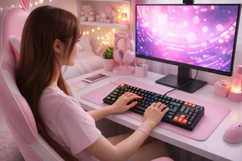 Teclado Mecánico Rgb Weibo Wb555 Red Axis Usb-c Reposamuñecas Ergonómico Negro Español Latinoamericano