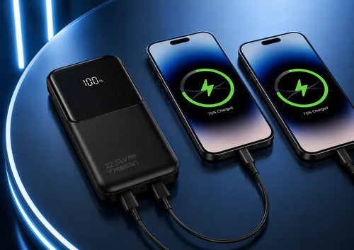 Power Bank Carga Rápida 10000mah 22.5w Pd 4 Cables Integrado Negro