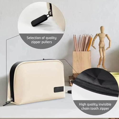 Bolso Organizador De Cables Y Dispositivos Electrónicos Impermeable Para Viajes Y Uso Diario Múltiples Compartimentos Beige