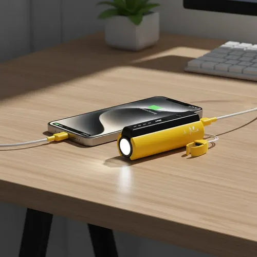 Batería Externa 5000mah R60 Con Linterna Portátil Y Cable