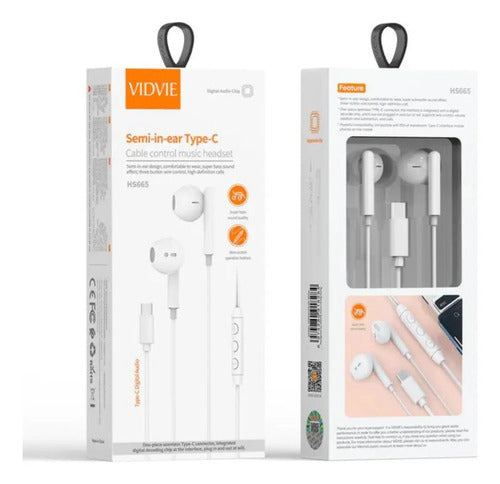 Auriculares In-ear Vidvie Hs665 Blancos Usb-c Con Micrófono Blanco