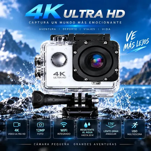 Cámara Deportiva Acción 4k Wifi 16mp 170° Sumergible 30m