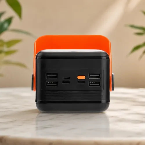 Power Bank Solar 40000mah Con Linterna Led Cables Integrados Negro