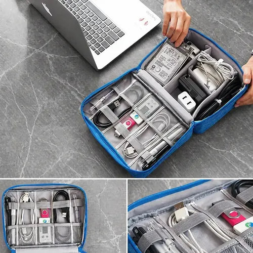 Bolso Organizador Viaje Para Cables Electrónicos Accesorios Azul