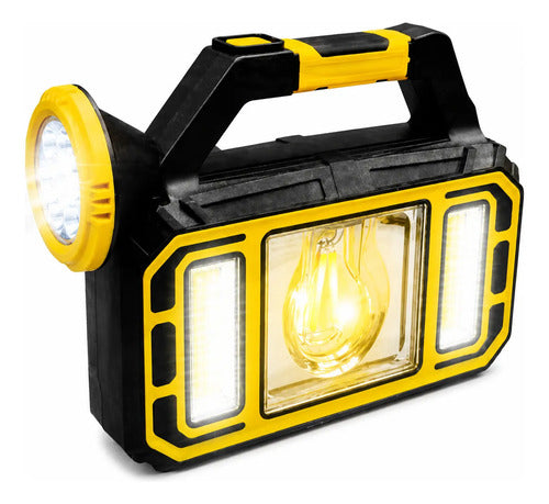 Linterna Solar Multifunción Portátil Luz Led Recargable Usb Blanca/ Amarilla Amarillo/negro